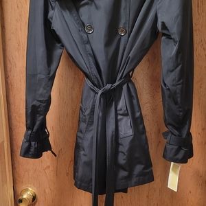 Michael Kors Black Hooded Trench Coat L